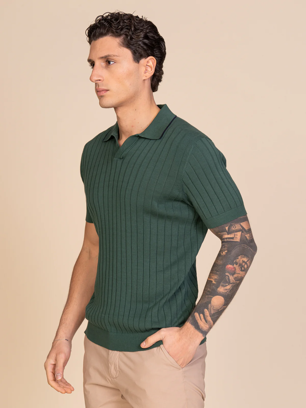 Polo maglia con lavorazione righe - Image 10