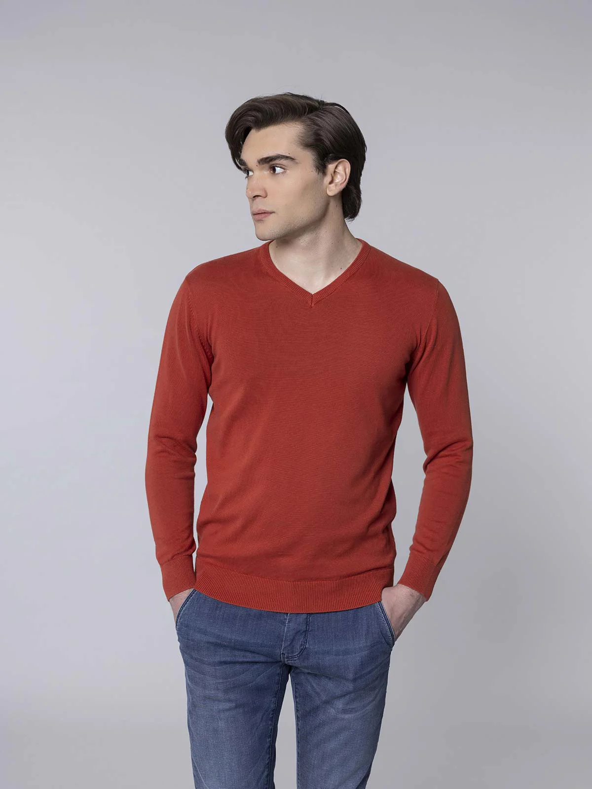 Maglia basic collo a V - Image 21