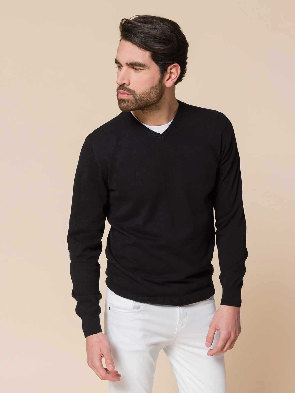 Maglia basic collo a V - Image 7